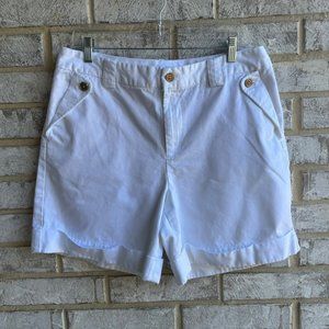 Lauren Ralph Lauren Womens White Shorts Gold Buttons, Size 12